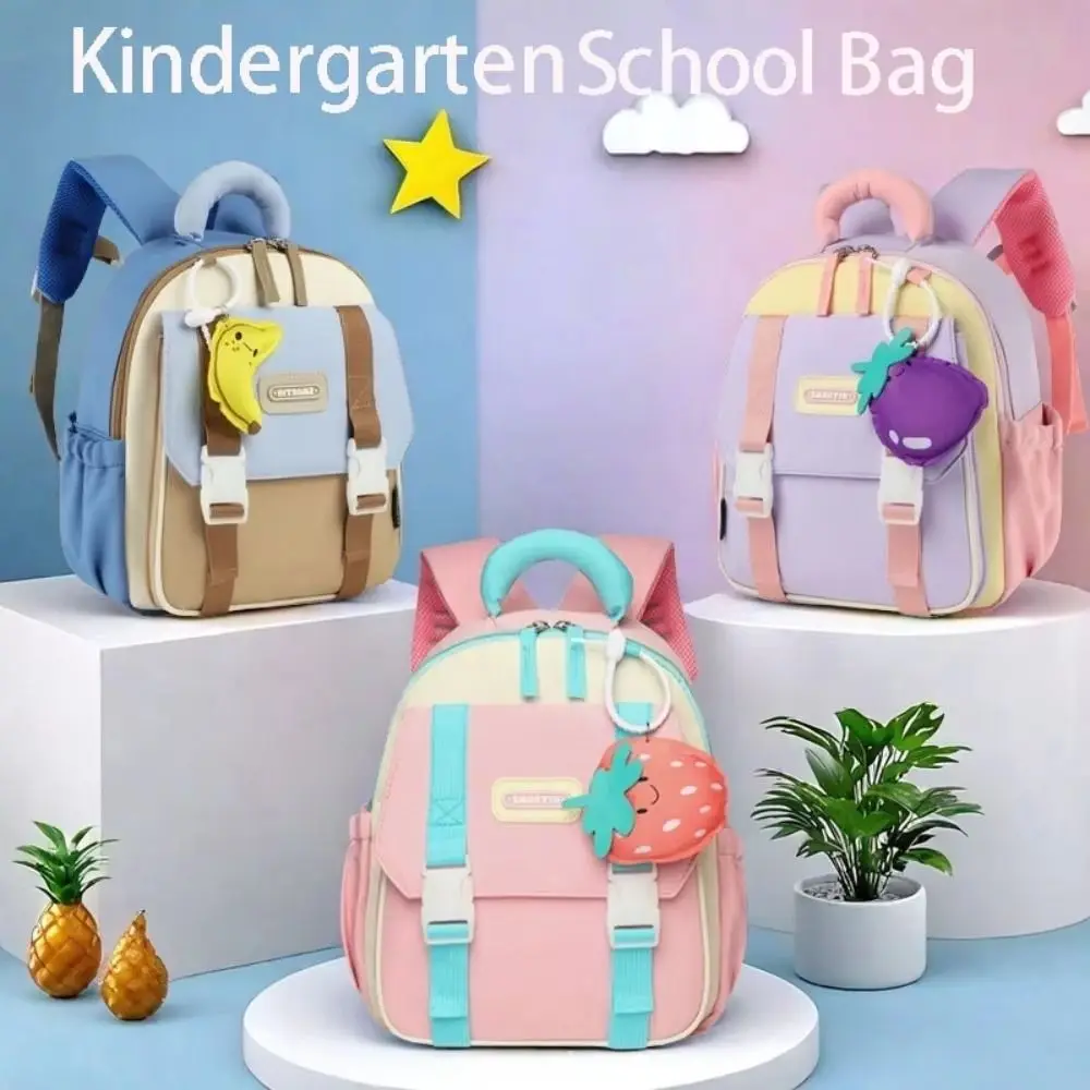 Lightweight Kindergarten School Bag Waterproof Adjustable Straps Cartoon Nursery Backpack Large Capacity Zipper Closure