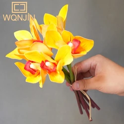 6pcs/lot Artificial Cymbidium Flower for Home Decor Table Orchid Real Touch Flower Wedding Bride Hand Bouquet Photography Props