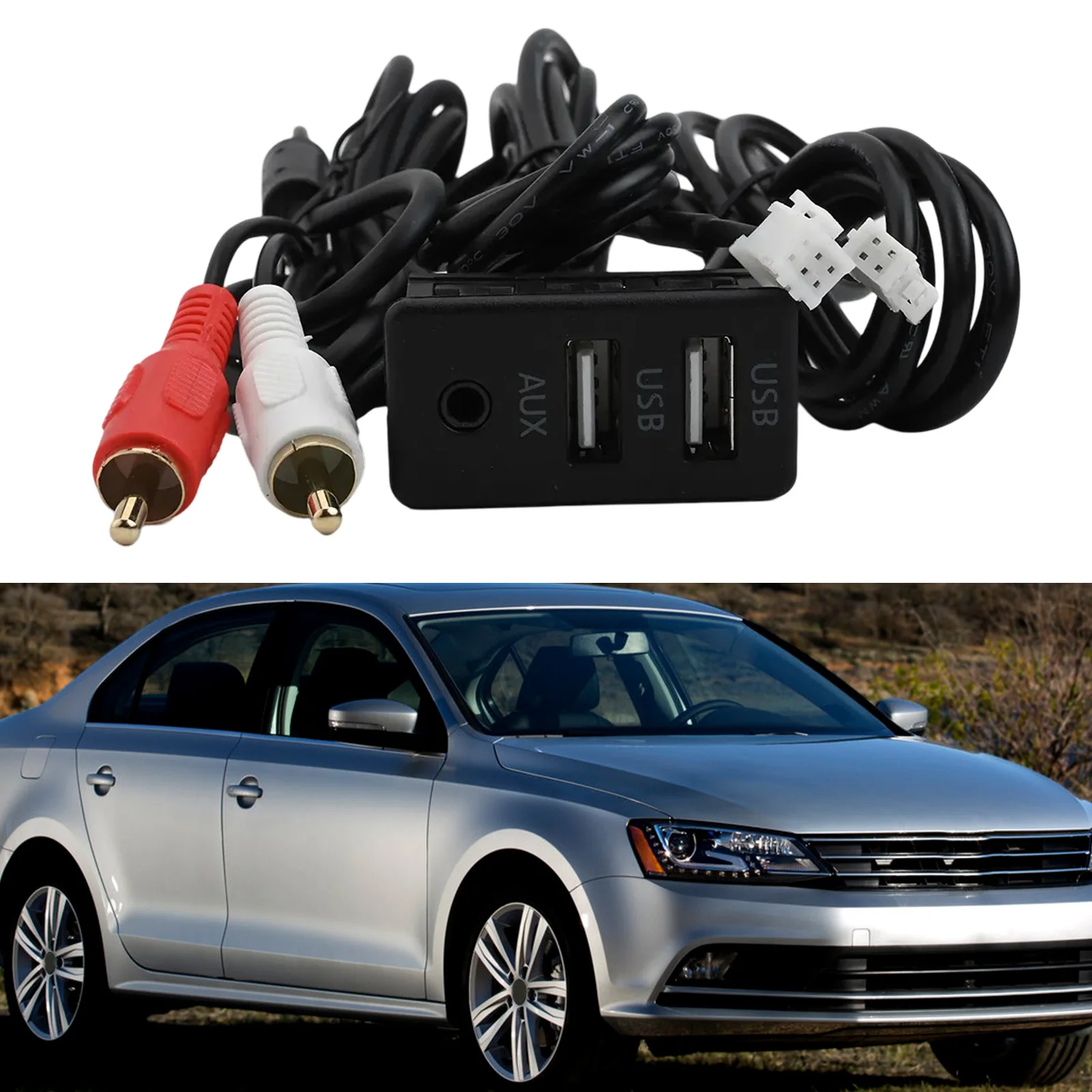 Car For Dash Flush Mount 4 6Pin Dual USB+AUX Port Panel Interface Extension 145cm Cable Adapter For Android Navigation