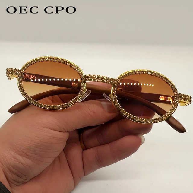 Diamentowe luksusowe metalowe okulary przeciwsłoneczne UV400 moda Rhinestone owalne okulary odcienie dla kobiet stylowy projektant marki kobiece okulary przeciwsłoneczne