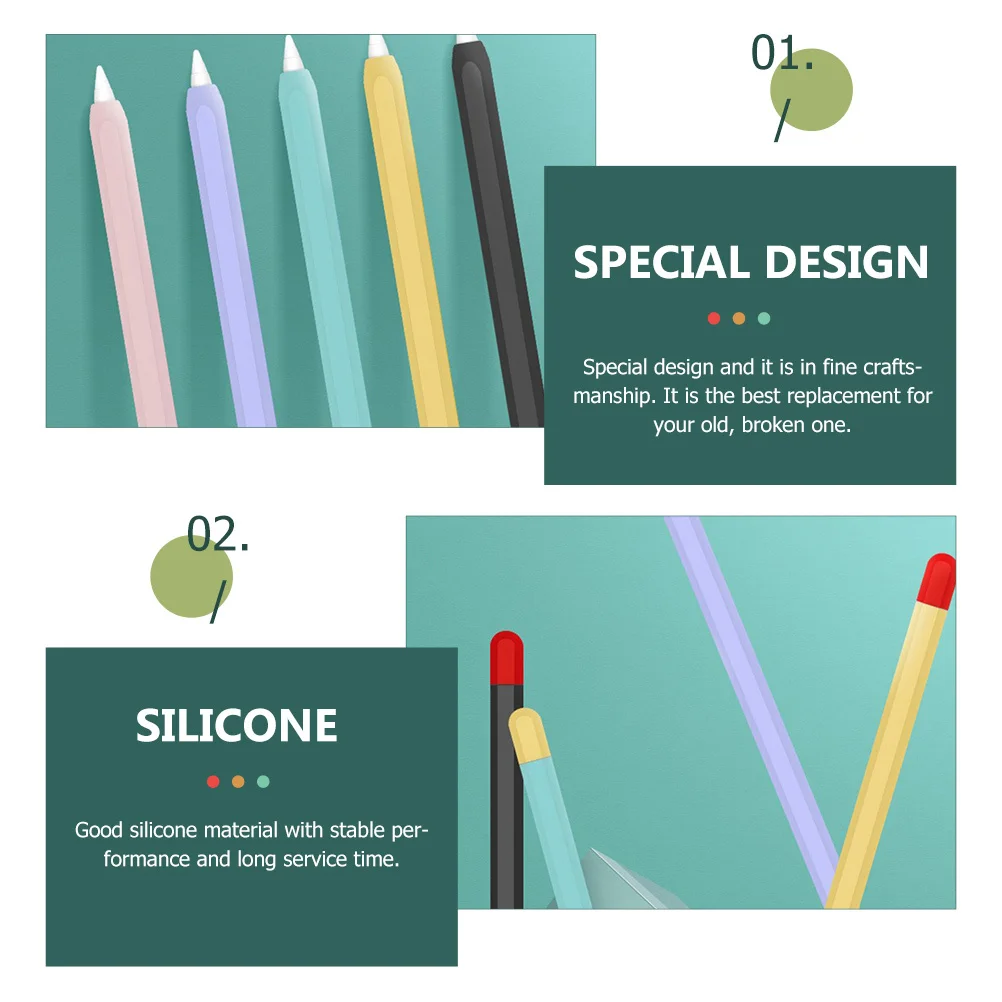 

2Pcs Silicone Pencil Protective Sleeves Cover Compatible with Apple Pencil 2 Stylus Pen Body Sleeve Scratch Proof Protective