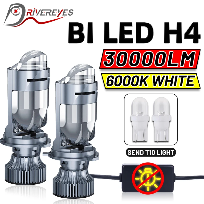 Bi LED H4 Projector Lens 30000LM Car Bulbs 300W Canbus Auto Motorcycle Turbo Lamps Dual High Low Beam 12V 24V 32V Plug&Play