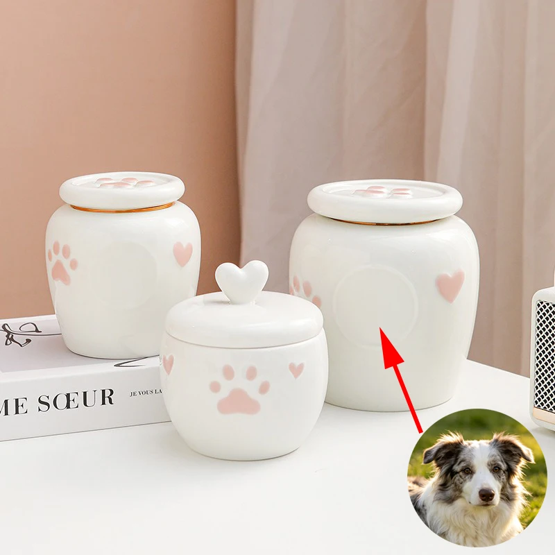 Urna ceramica para mascotas con fotos - recuerdo cenizas perros gatos - imagen 3
