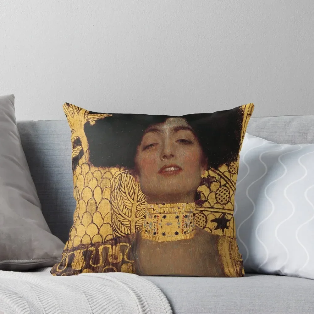 Judith I - part 1 by Gustav Klimt Gold Throw Pillow luxury decor Decorative Cushion Cushions Cushions For Sofa Pillow