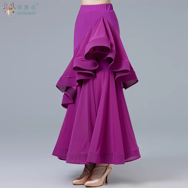 

Elegant Modern Dancing Performance Costume Women's Big Swing Skirt Fishtail Dress Waltz Tango Samba Cha Cha Ballroom Dance Dress