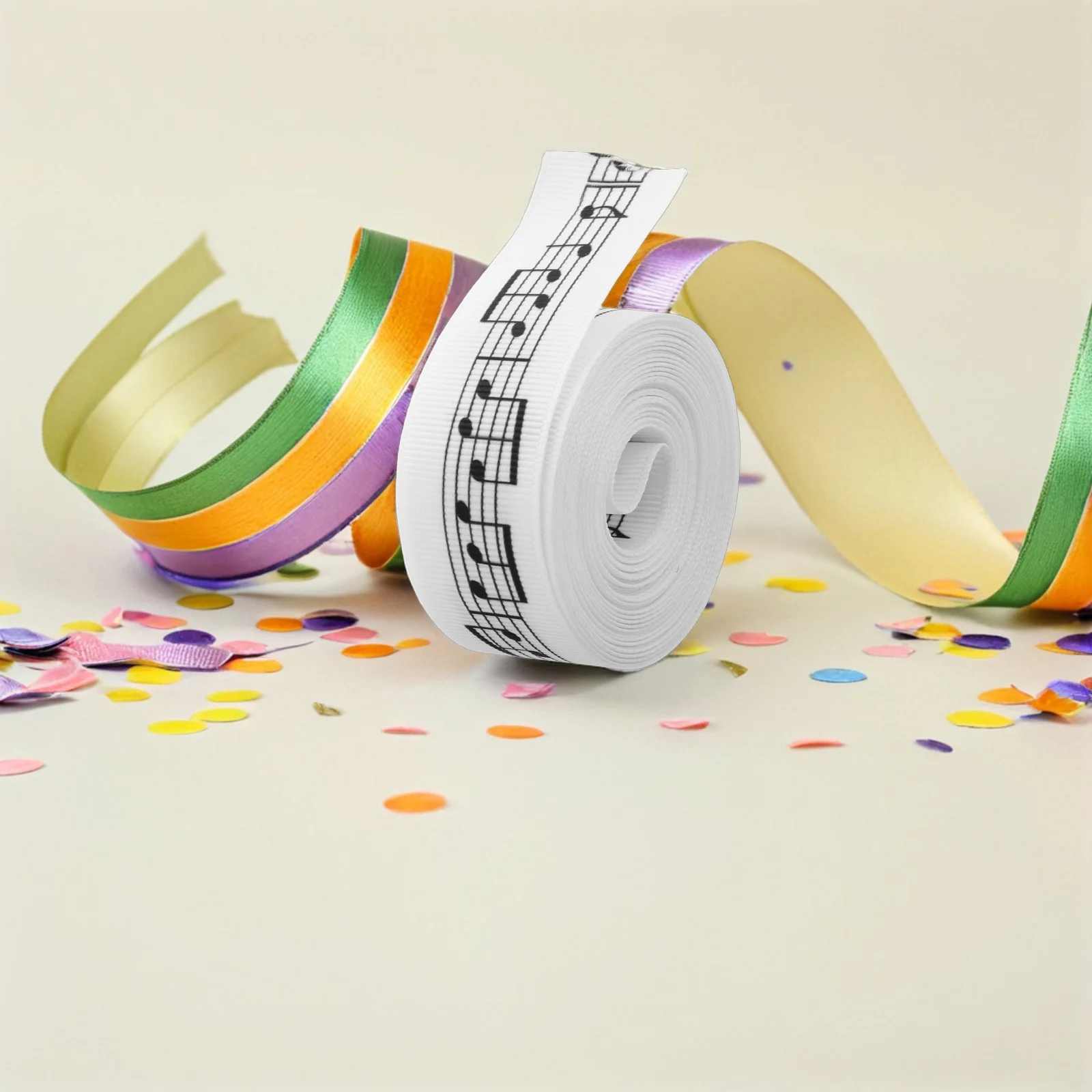 

5 Yards Music Note Ribbon for Present Wrapping Beautiful Sheet Music Pattern Celebration Gift Packaging Decoration Birthday