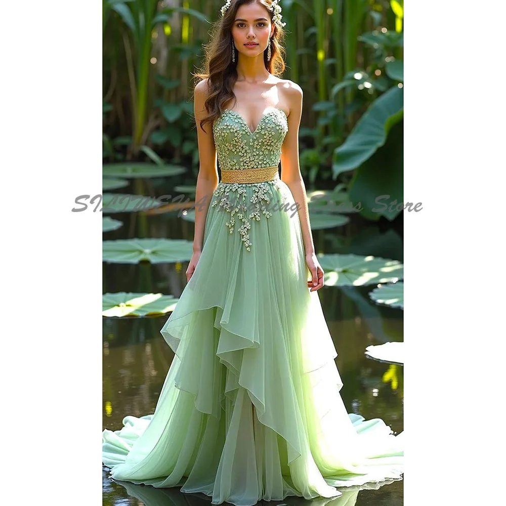 

Special Occasion Evening Dresses Strapless Sleeveless High Quality Sweep Train Celebrity Banquet Female Gowns Prom Party Simple