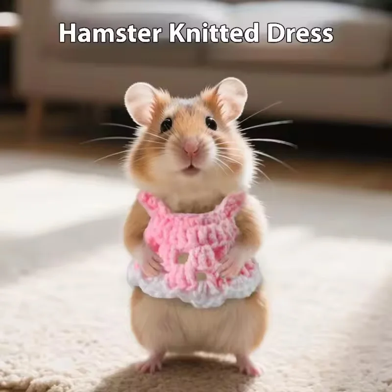

Wear And Bite Resistant Four Seasons Little Pet Hamster Golden Bear Flower Branch Mouse Mini Knitted Lace Skirt Harness Pet Vest