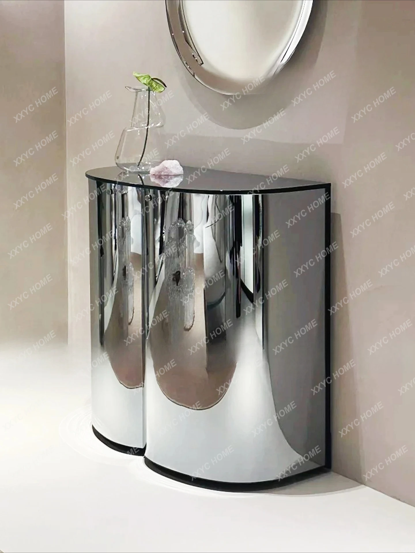 HGMirror art glass display cabinet living room against the wall small side cabinet floor storage cabinet