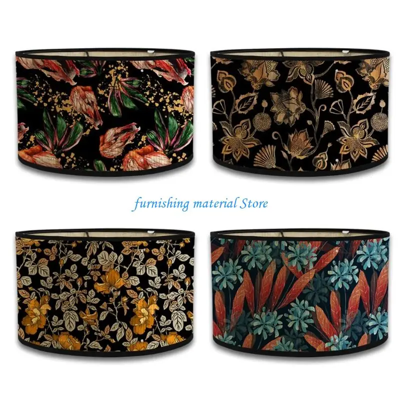 Y5GD Elegant Printed Pattern Lamps Cover E27 Interfaces Bamboo Lamp Shade Wall Light Shade Decorative Lighting Accessories