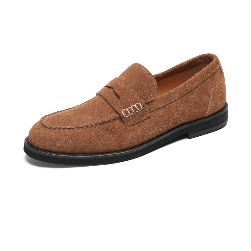 

High End Fashion Loafers Men Genuine Leather Cow Suede British Style Business Casual Slip on Commuting Dress Leather Shoes Male