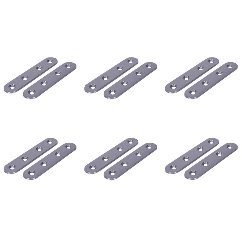 AB42-Flat Stainless Steel Repair Mending Fixing Plate Brackets Support 12Pcs
