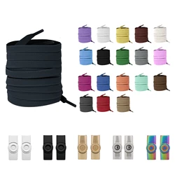 No Tie Shoe Laces Press Round Fixing Lock Shoelaces Without Ties Elastic Laces Sneaker Kids Adult Widened Flat Shoelace for Shoe