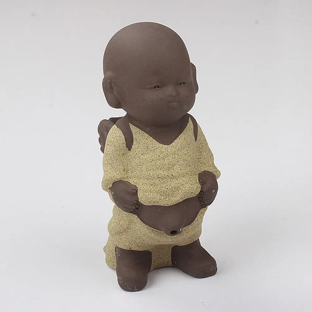 Adorable Zen Monk Statue Purple Clay Material Buddha Ornament Tea Ceremony Accessory Meditation Decor Gift Buddha Decoration
