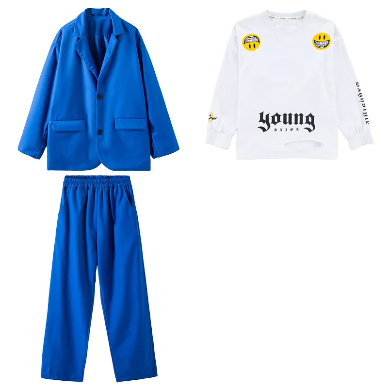 두 조각 어린이 의상 정장 블랙 재킷 세트 소년 10 12 13세 소녀용 가을 캐주얼 긴팔 블레이저 바지