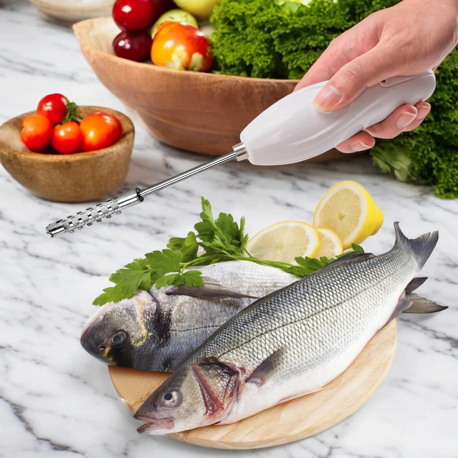 Electric Vegetable Corer Wireless 2-in-1 Rechargeable Core Remover for Zucchini Cucumber Squash Fish Scaler Stainless Steel