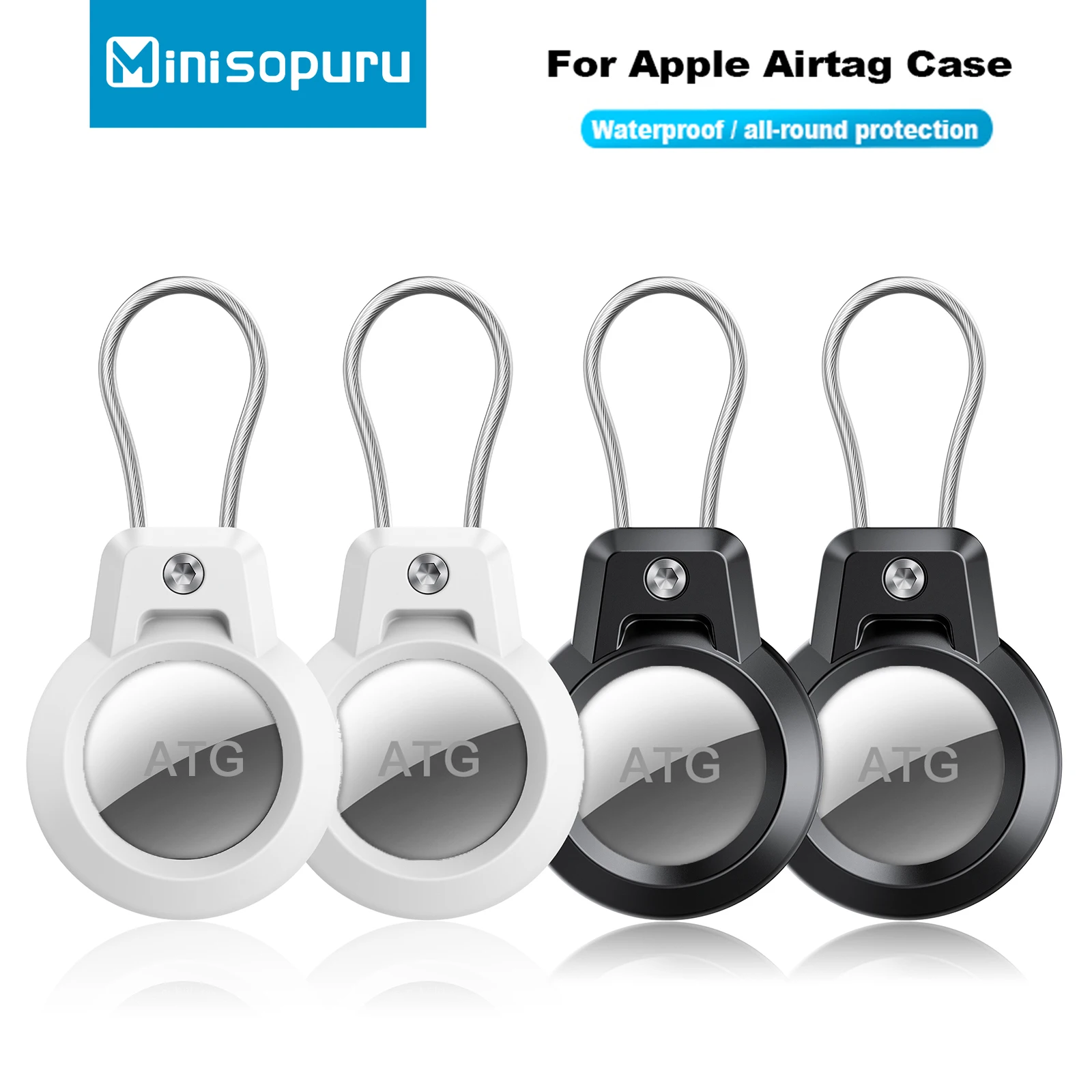 

Minisopuru AirTag Holder For Apple Airtags Case with Steel wire line and 360 Degrees Protective for Luggage Backpack Keys