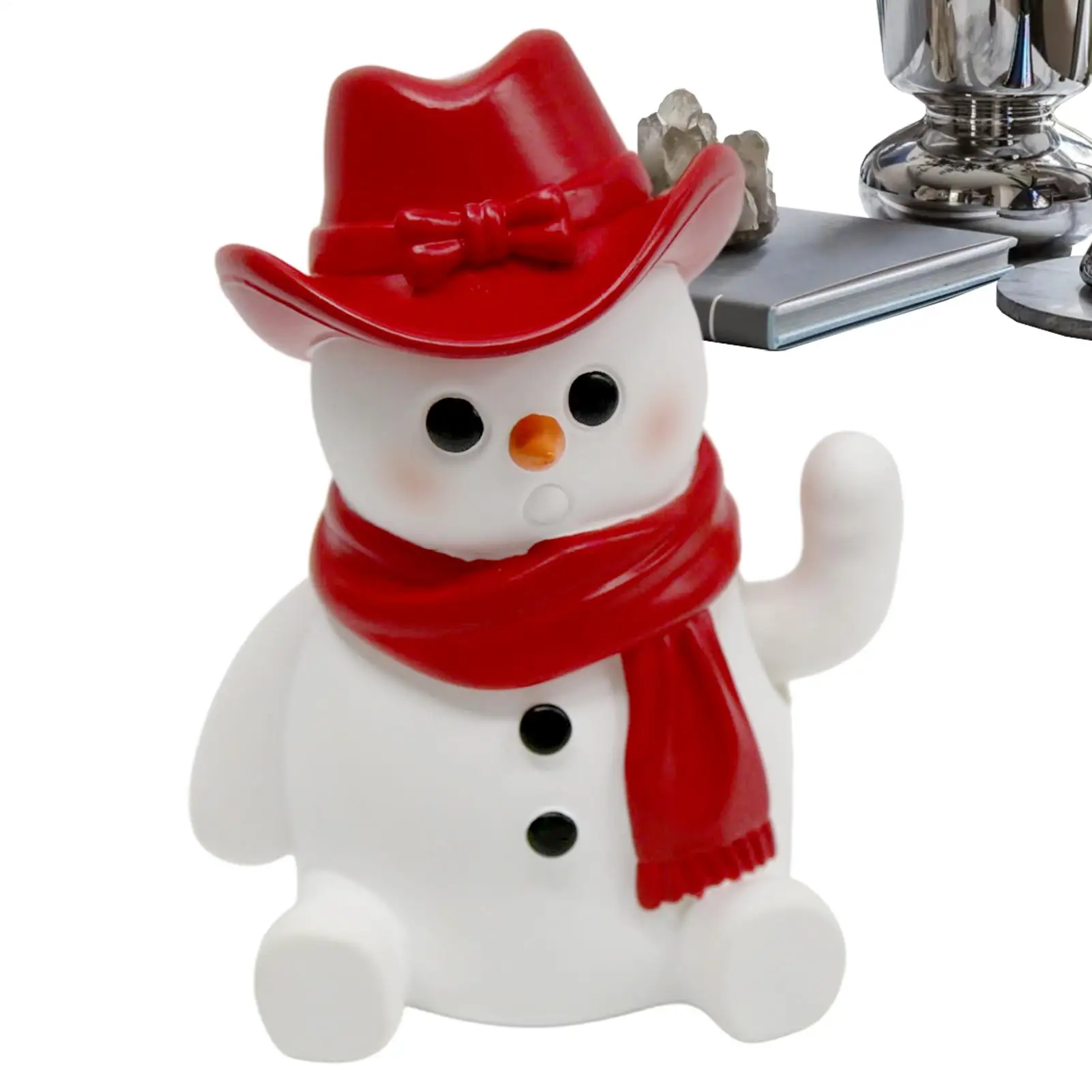 

Подвижные рождественские фигурки Рождественские статуи снеговика с подвижной рукой Интерактивная милая статуя снеговика Санта-Клауса для стола