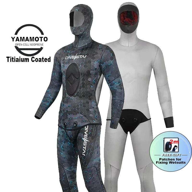 

Titanium coated Wetsuit 3mm/5mm Neoprene Spearfishing hunting Diving suit Keep warm freediving two-pieces Set