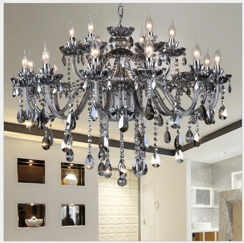 Newly Modern Smokey K9 Crystal Chandelier Lustre Crystal Chandeliers Light Lustres De Cristal Chandelier LED Villa Smoked Lamp