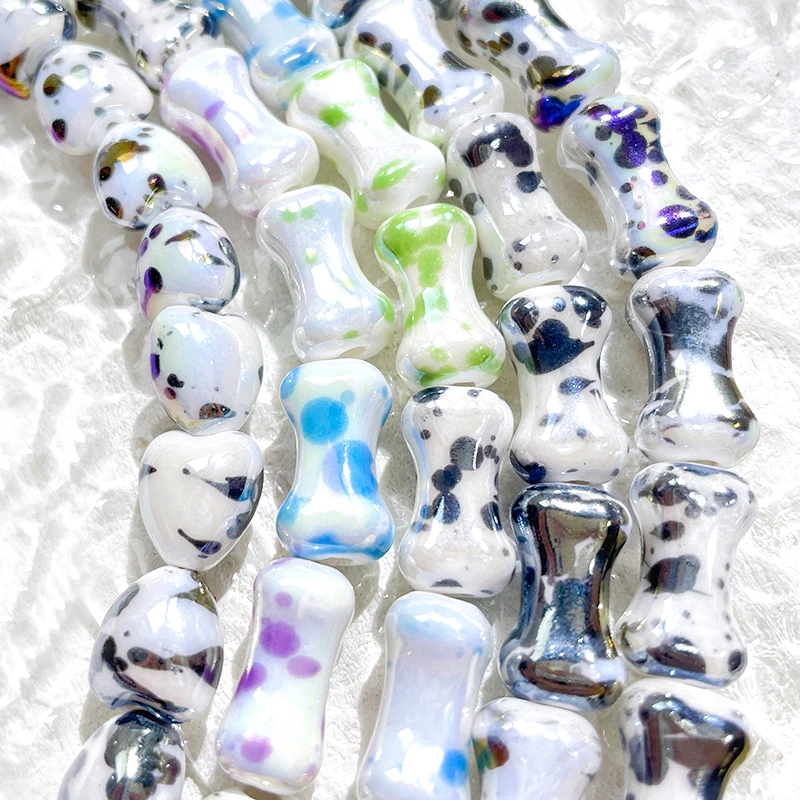 10 Pieces  Printed Hand-painted Ceramic Spotted Bone Beads  DIY Makes Materials for Necklaces, Bracelets, Earrings Accessories