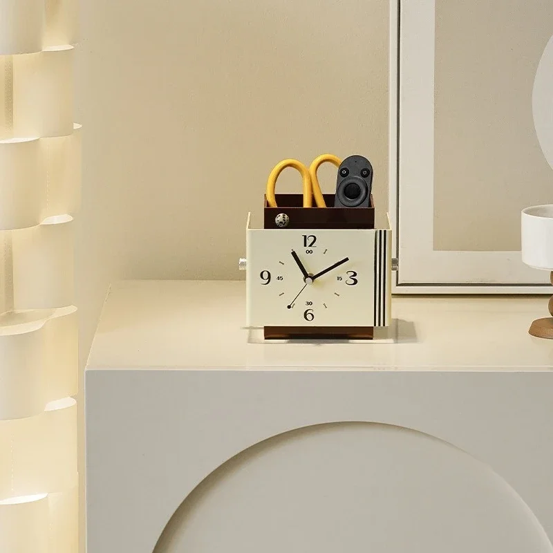 Entry entrance ornament, living room desktop clock, desk creative storage clock ornament