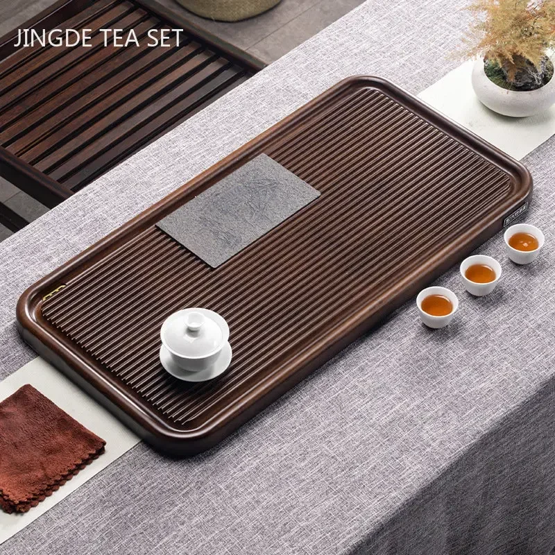 Natural Bamboo Tray Rectangular Drain Tank Tea Tray Living Room Tea Trays Decorative Chinese Teaware Tools Large Size Tea Table