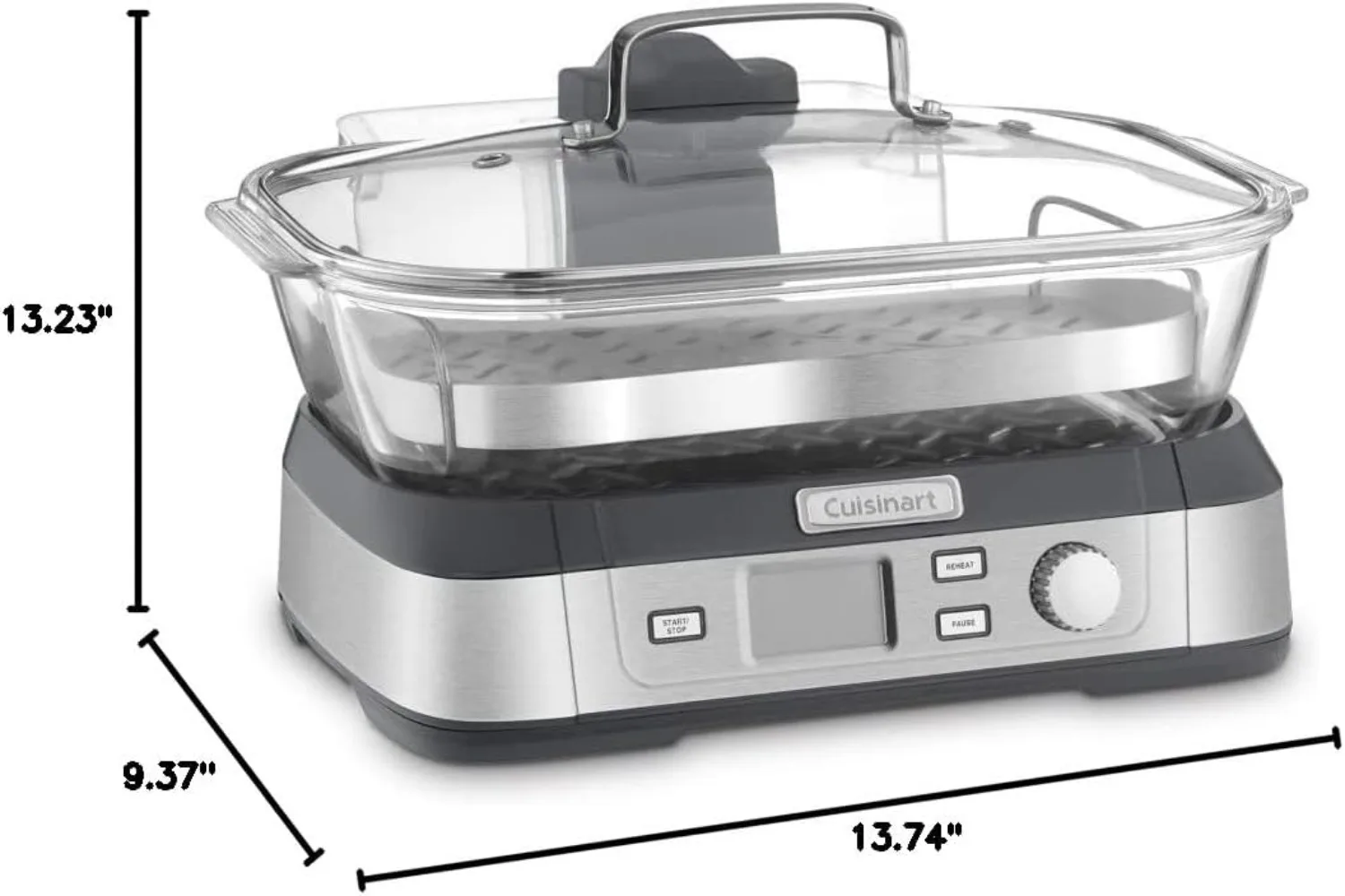 Cuisinart STM-1000 Cook Fresh Vaporiera digitale in vetro, taglia unica, acciaio inossidabile