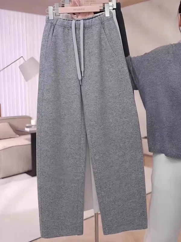 

Женские повседневные брюки с высокой талией и широкими штанинами, больших размеров, осенне-зимние, новые, удобные, стройнящие