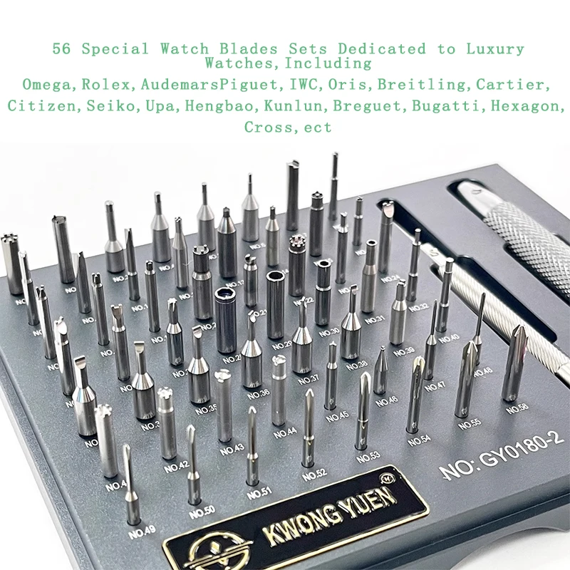KWONG YUEN Watch Repair Kits 56 pcs Special Watch Blades Sets Dedicated to Luxury Watches for Rolex Oemga Watchmaker Tools