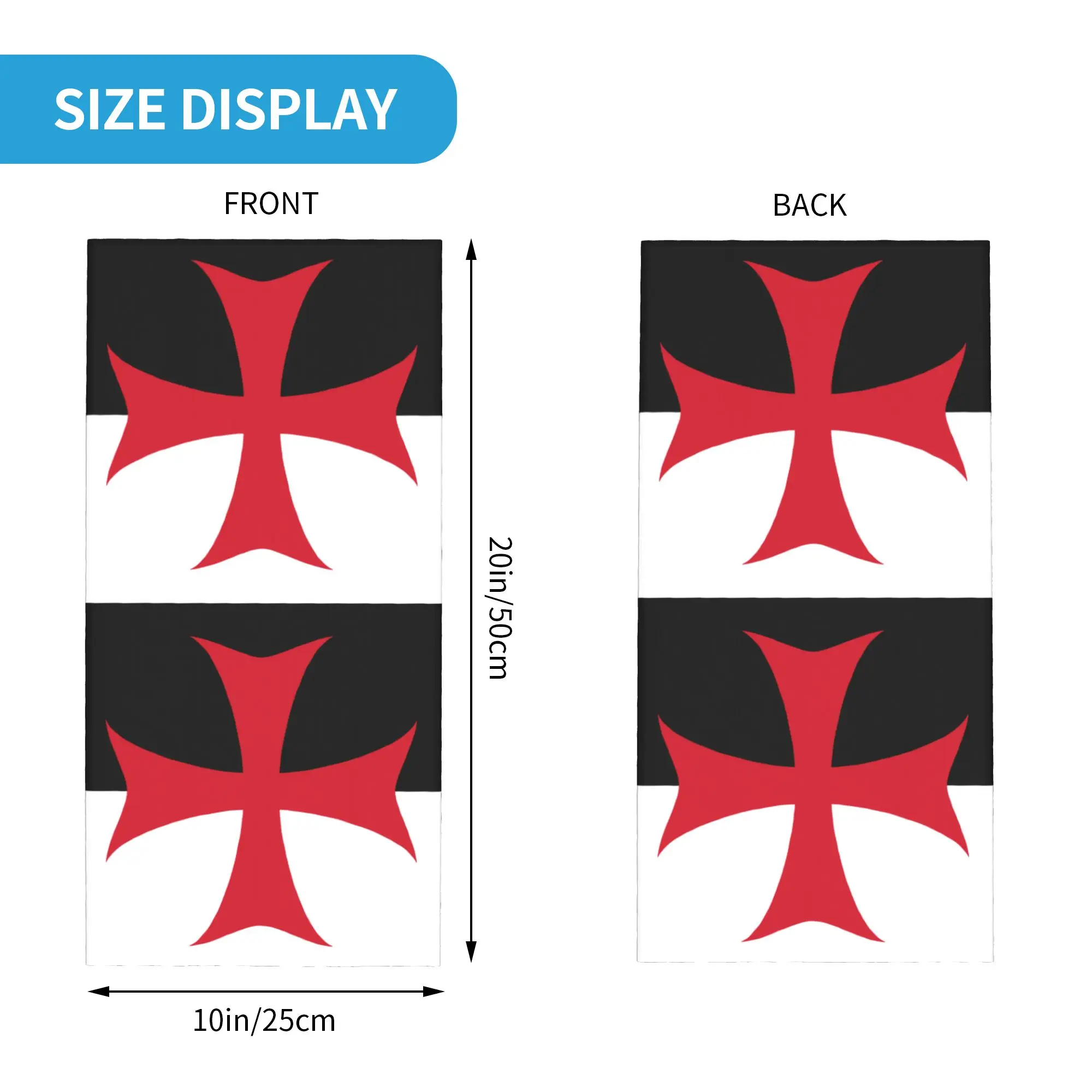 Templar Knight Jerusalem Cross Seal Medieval Warrior Bandana Winter Neck Warmer Wrap Face Scarf for Hiking Gaiter Headband