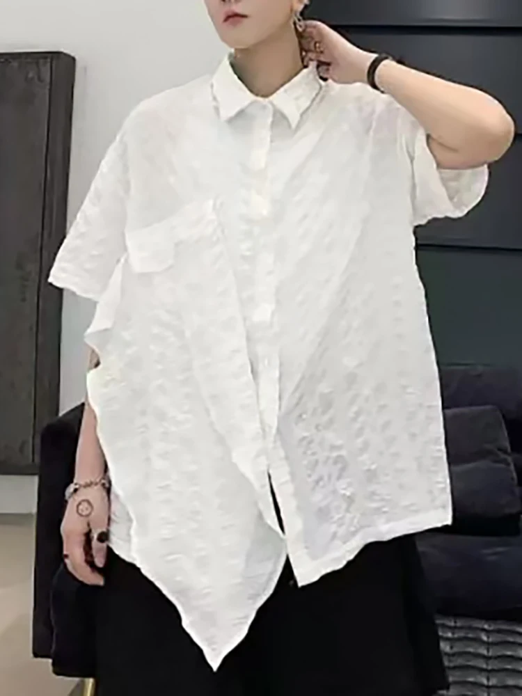 

Asymmetric Splicing ort Sve Men's irt k Sle Five Inches Loose Fit Faion Urban Sle Summer Casual irt