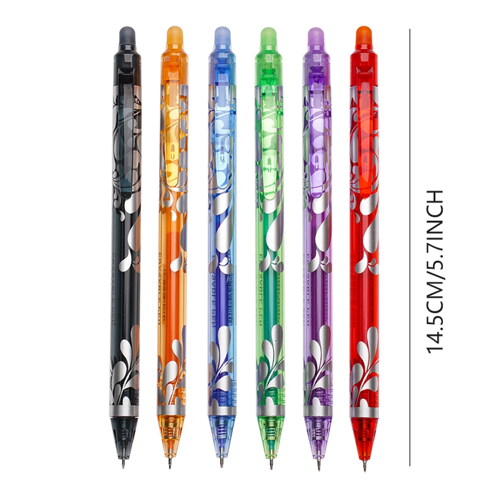 55pcs/set Press Type 0.5mm Erasable Gel Pen Set 6 Colors Washable Handle Magic Refills Rod Super Capacity Ink Writing Stationery