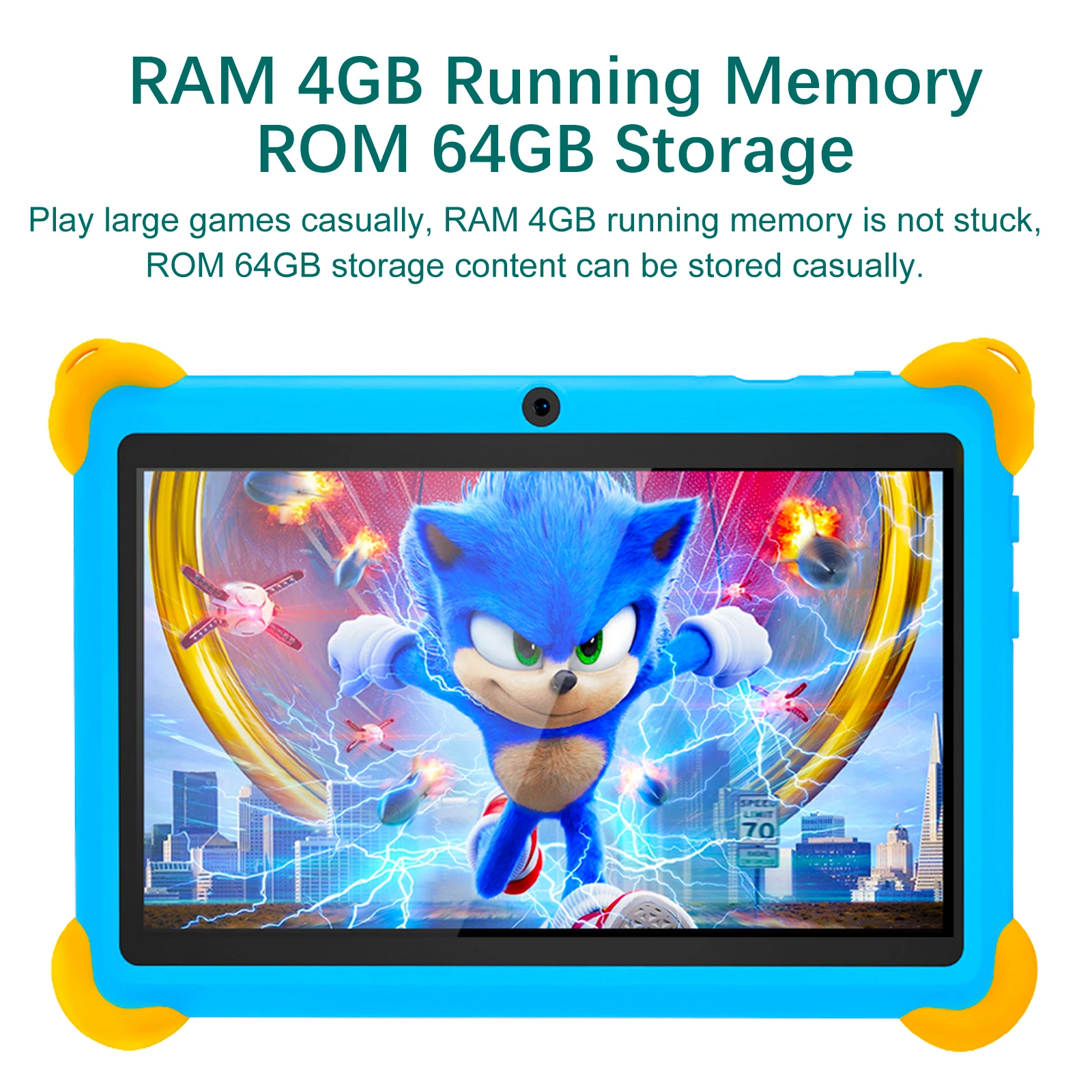 7-calowy tablet dla dzieci 5G Android do nauki, gier, z odpornym na uszkodzenia etui, procesor Quad Core, 4GB RAM + 64GB ROM, najlepszy prezent dla dzieci.