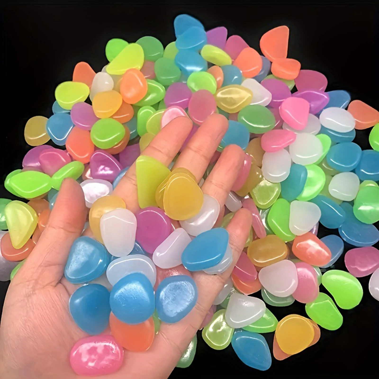 Artificial Landscape Rocks Multi-Purpose Walkway Stepping Stone 1CM Mixed Color Glow Rocks for Yard Plant Pots Patio Lawn Decor