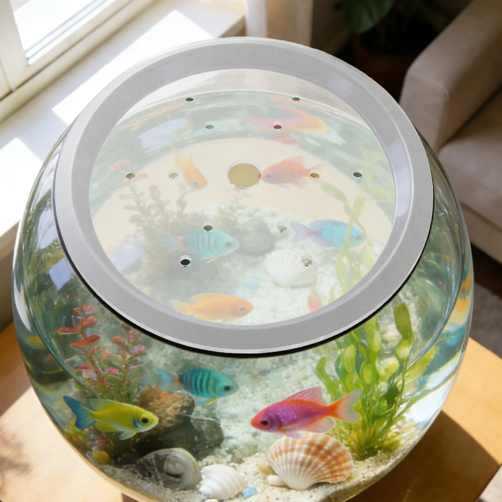 

Acrylic Aquarium Lid Round Fish Tank Cover Transparent Anti-Jumping Fish Bowl Cover Escape-Proof Top home Aquarium Accessories