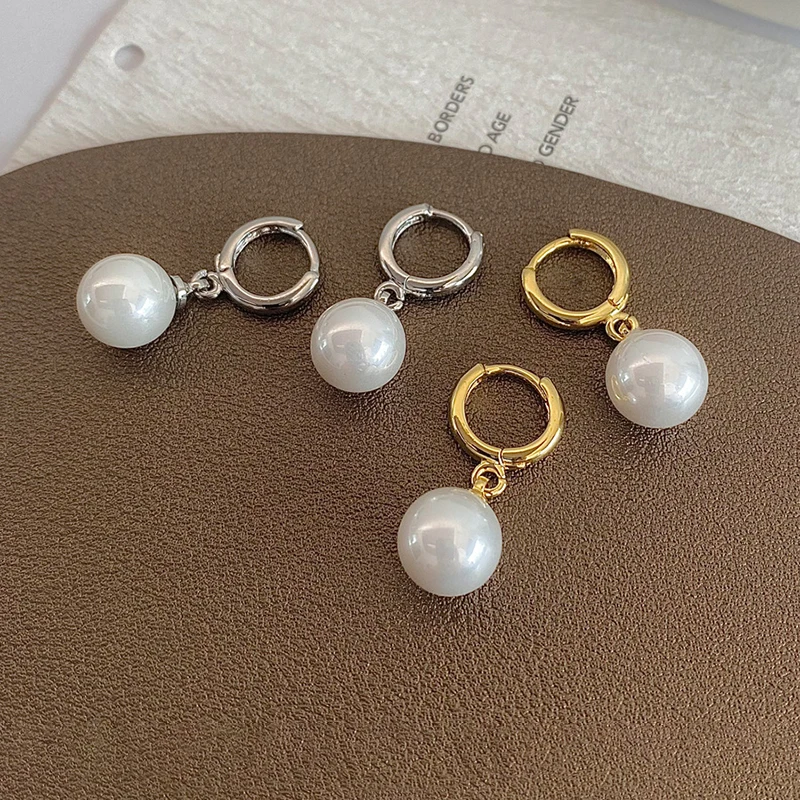 

PONYKISS 925 Sterling Silver 18K Gold Shell Pearl Round Hoop Earrings for Women Trendy Fine Jewelry Light Luxury Accessories