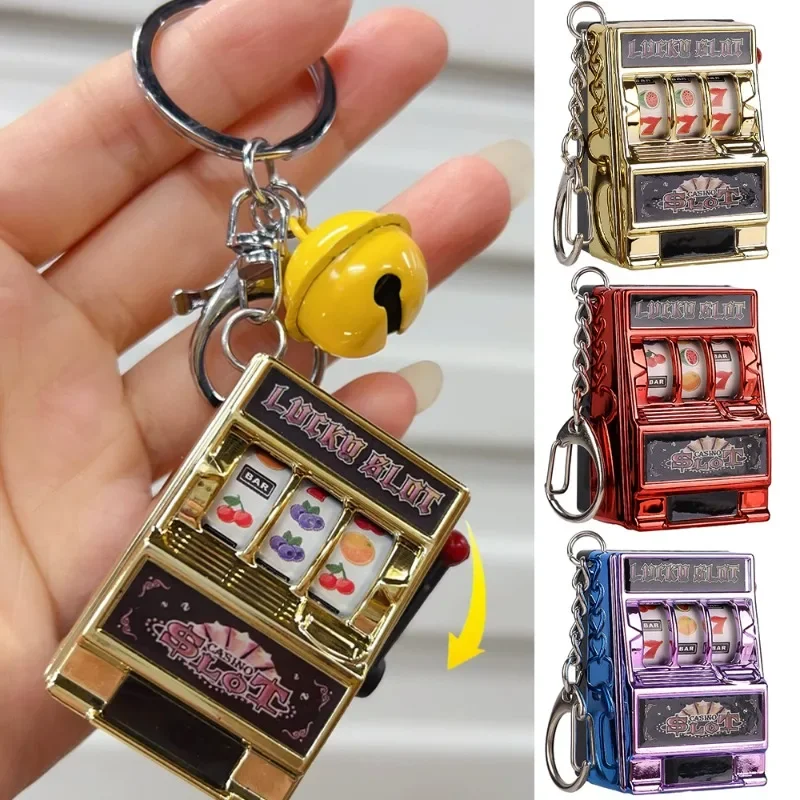 Mini Slot Machine Keychain Women Men Retro Nostalgic Fruit Machine Keychain Daily Toy Gift Decoration Creative Jewelry Accessory