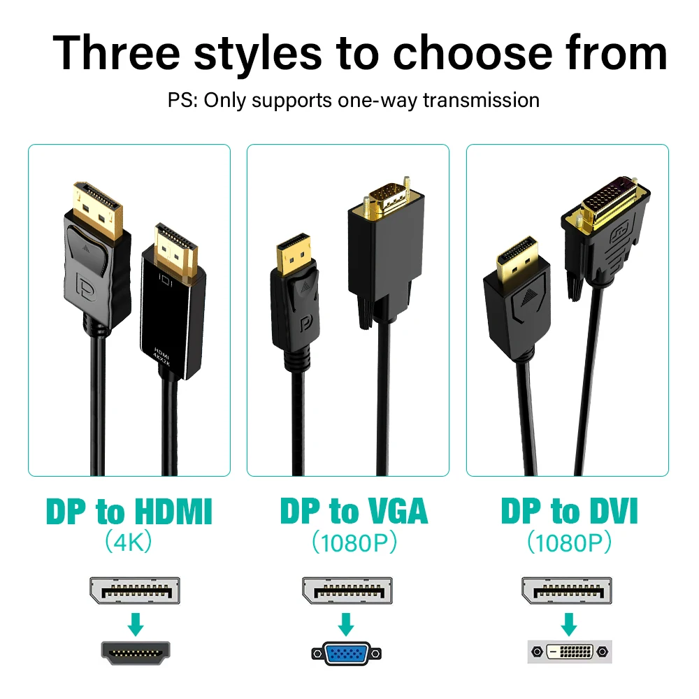 DP DisplayPort To HDMI-Compatible DVI VGA Cable DisplayPort HDMI Video Audio Cable For Computer Laptop TV Projector Monitor 1.8M