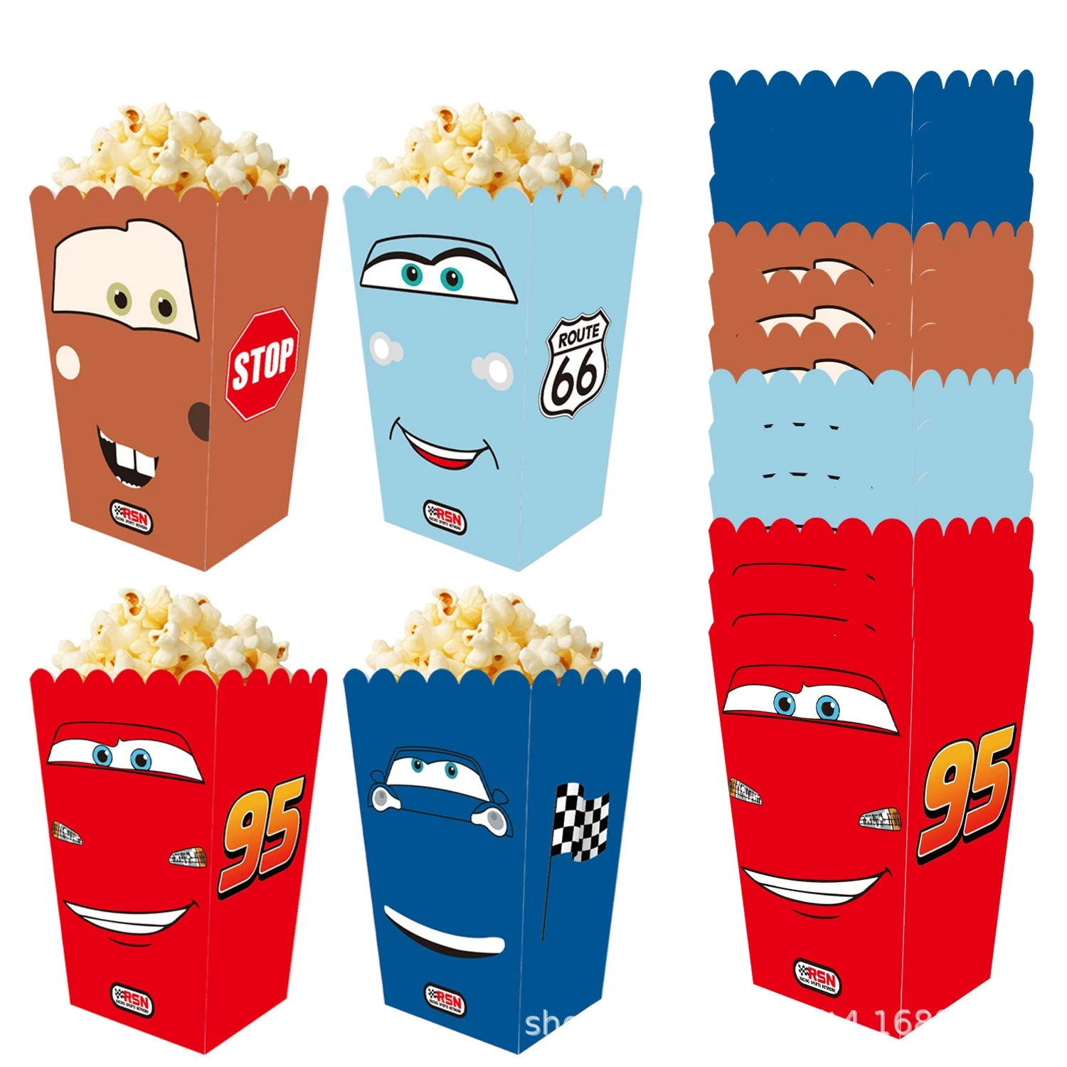 12 pièces/ensemble voitures thème bonbons pop-corn boîte biscuits chocolat collations boîtes garçon fille anniversaire boîte à bonbons fournitures de fête