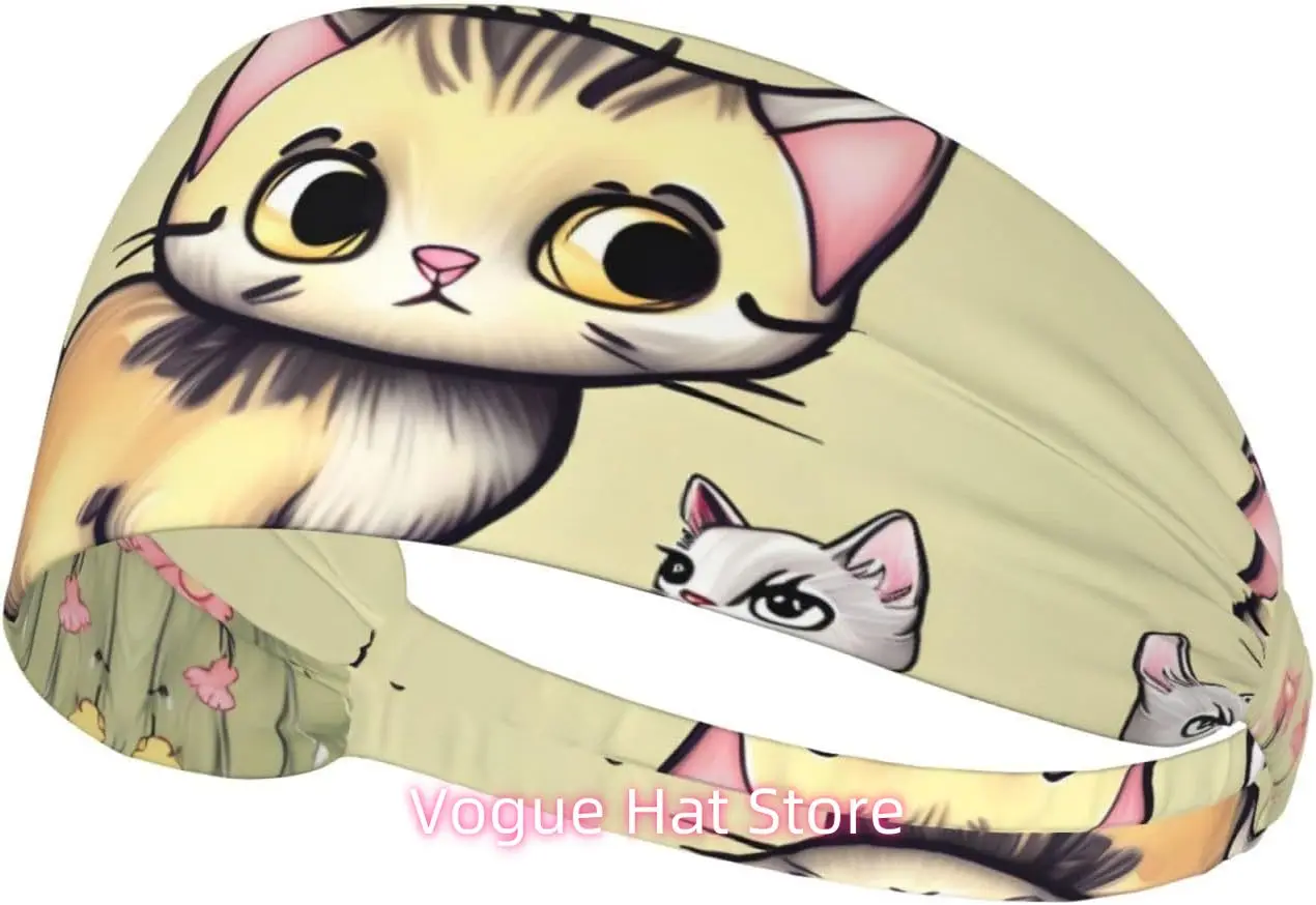 

Cat and Butterfly Elastic Exercise Headband, Fitness Exercise Yoga Cycling Headband, Outdoor Sports Elastic Sweat-Absorbing Head