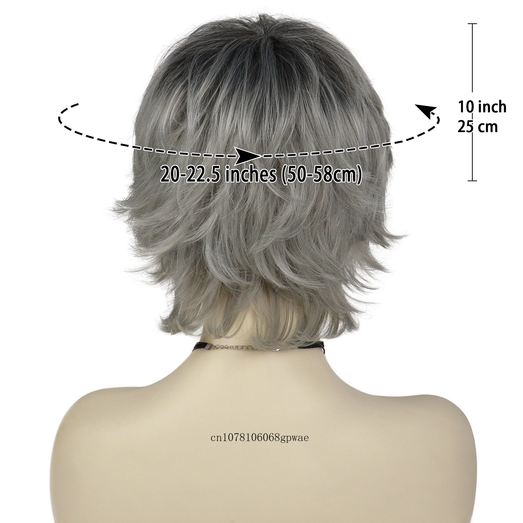 Women's Ombre Grey Synthetic Wigs Short Wavy Wig for Older Lady Grandma Wig Daily Cosplay Halloween Costume Party Heat Resistant