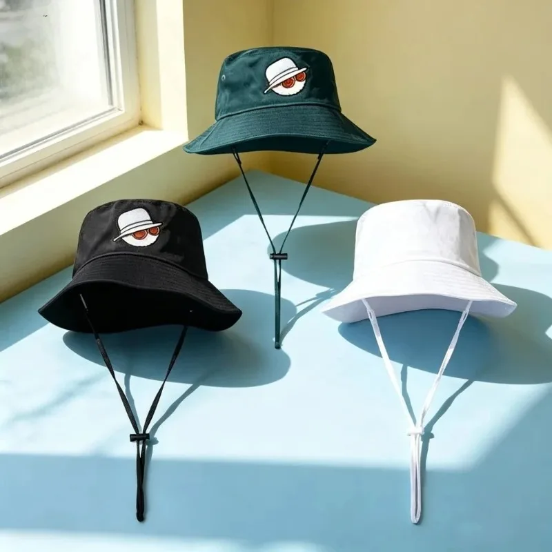 26-golf-cartoon-embroidered-bucket-hat-outdoor-wind-strap-adjustable-sun-protection-fisherman-cap-unisex-casual-sports-sun-hat