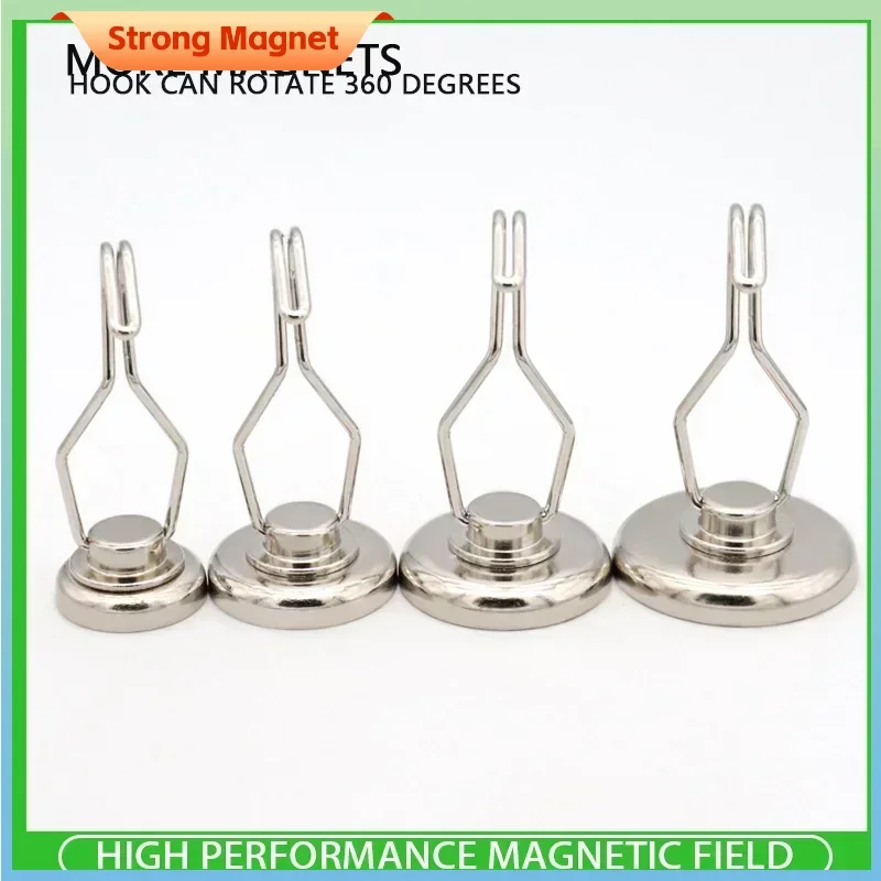 

Strong Neodymium Magnet Hooks No Punching Powerful Magnet 360 ° Rotation Hook with Metal Suction Sheet