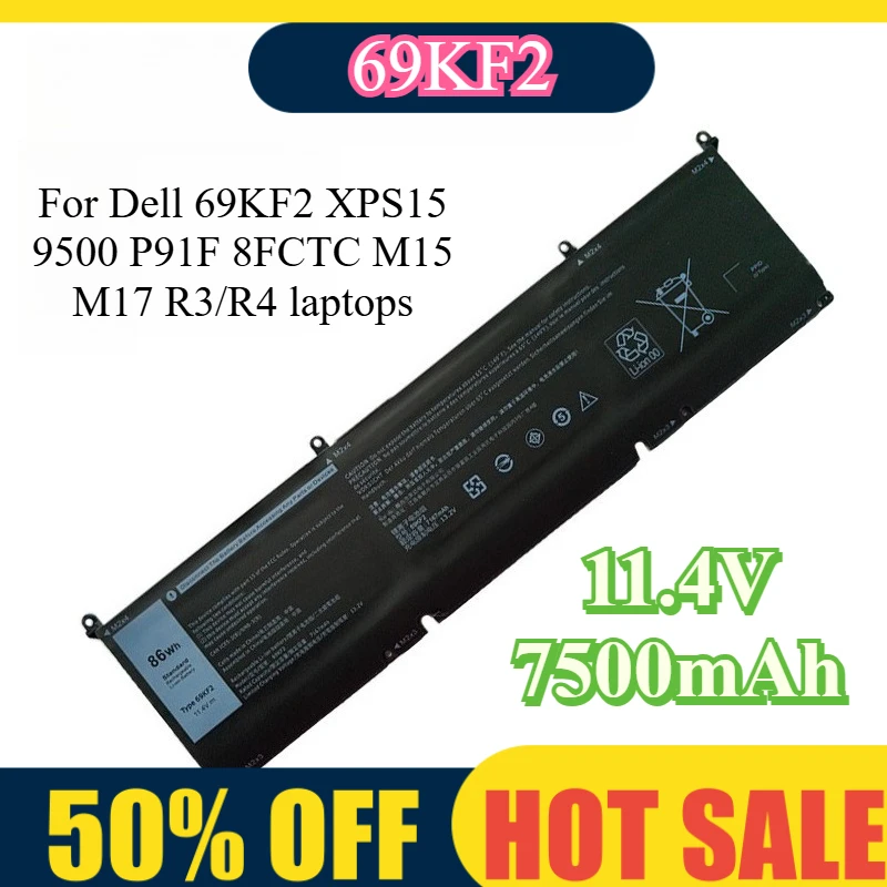 For Dell XPS 15 9500 Battery Also Fit M15 M17 R3 R4 Gaming Laptop 69KF2 P91F 8FCTC