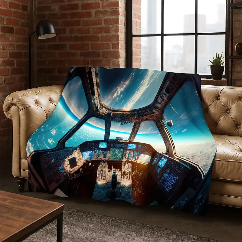Aircraft Control Cockpit Cabin Spacecraft Moto Flannel Blanket Soft Throw Blanket for Bedroom Living Room Bed Travel Camping