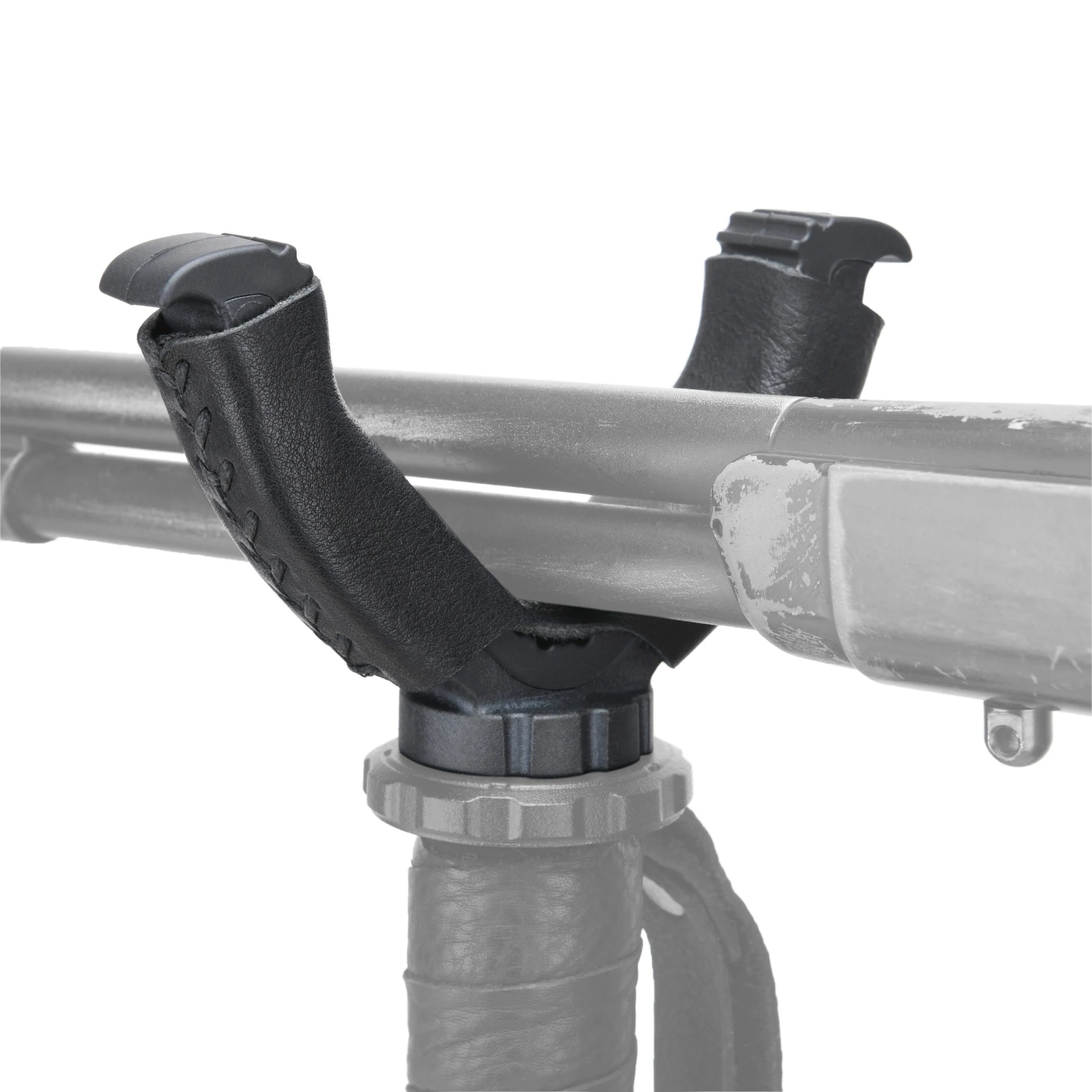 

Shooting V-Yoke Gun Rest Stick Plastic Tripod Monopod Mount with Leather Wrap Holsters in Brown Black