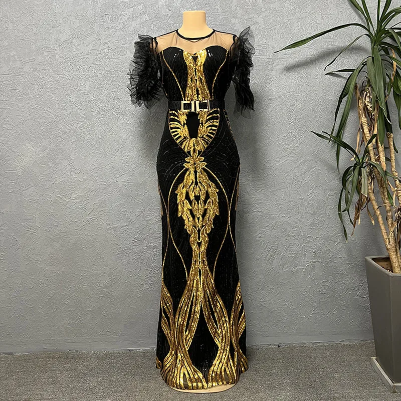 African Wedding Evening Gown Turkey Dresses For Women Glitter Luxury Sequin Bodycon Cocktail Party Formal Dress Dashiki Clothes