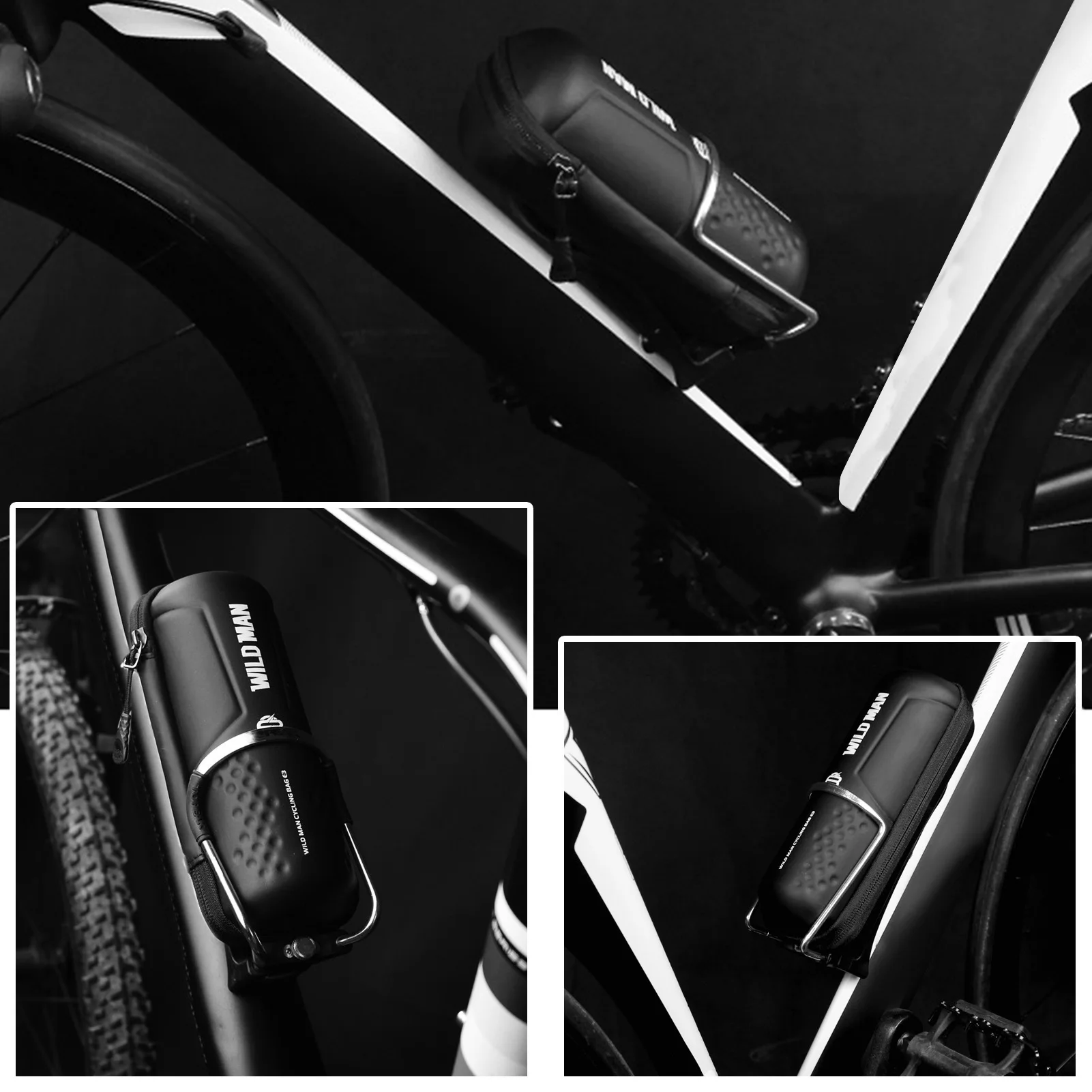 Bike Storage Bag Repair Tool Bag with Zipper Waterproof PU Front Frame Pouch Bicycle Tool Kit Bag for Water Bottle Holder 2024