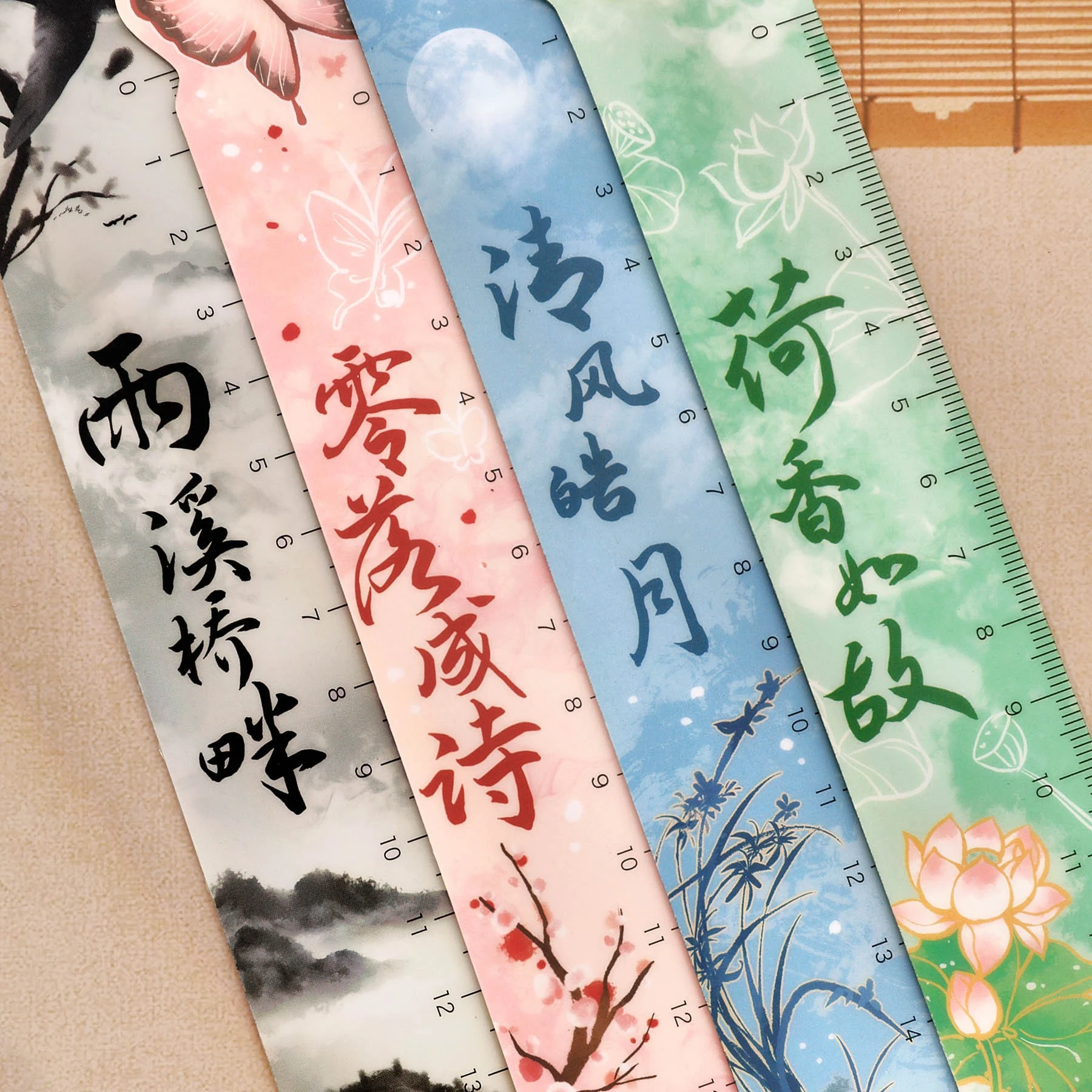 12 قطعة الكرتون العتيقة المغناطيسي المرجعية حاكم طالب على شكل المغناطيسي مسطرة مستقيمة لطيف النمط الصيني القرطاسية